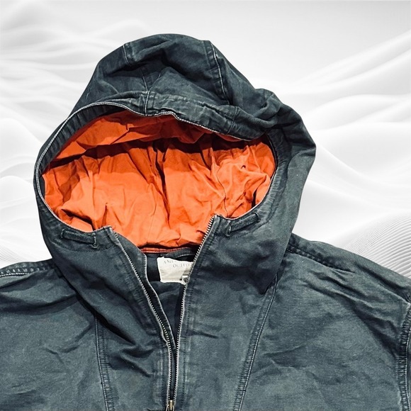 American Eagle Hoodie Canvas Mens XL Blue‎ Canvas Workwear Chore Y2K Worn - Picture 2 of 7